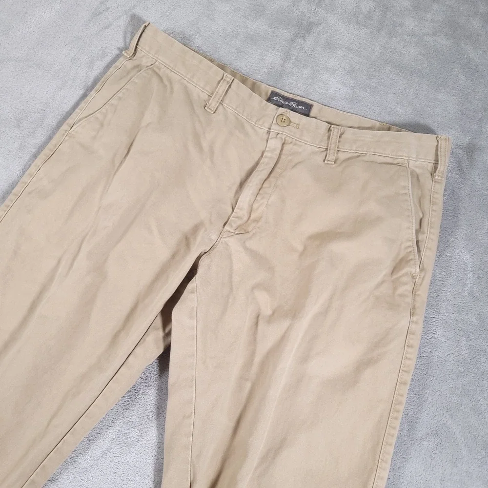 Eddie Bauer Pants Mens 38x32 (Fits 37x31) Tan Chino Straight Fit‎ Khaki Cotton